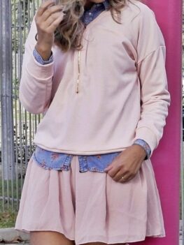 Stylish V-Neck Long Sleeve Loose-Fitting Zippered Women's Sweats