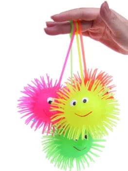1pc Creative Flash LED Light Up Smile Face Squeeze Hedgehog Ball