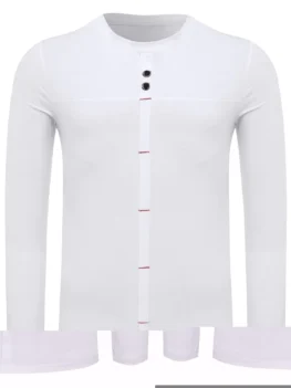 Crew Neck Long Sleeve Button Embellished Tee