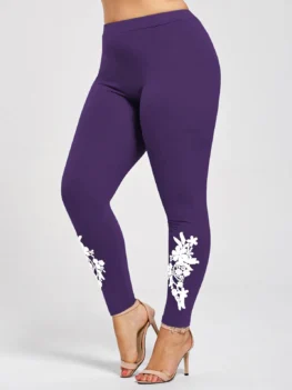 Plus Size Appliqued Jersey Leggings