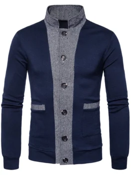 Button Up Color Block Panel Cardigan