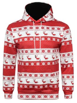 Elk Snowflake 3D Print Christmas Hoodie