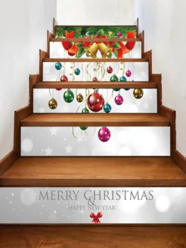 Christmas Bells Baubles Pattern Stair Stickers