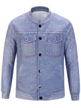Stand Collar Button Up Pockets 3D Print Jacket