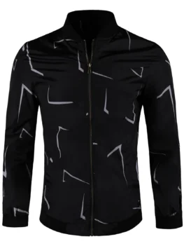 Contrast Trim Stand Collar Jacket