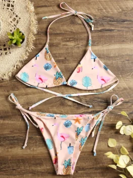 Flamingo Tropical Tie Side Small Bikini