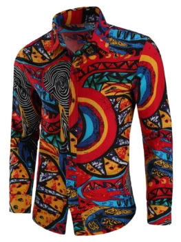 Casual Totem Print Long Sleeve Shirt