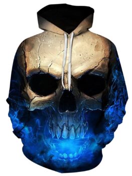 Hooded 3D Skull Print Trippy Hoodie