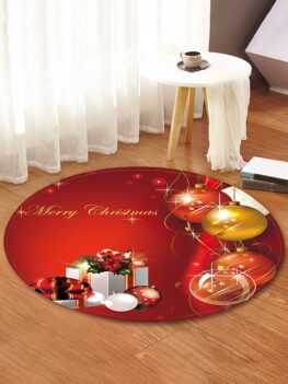 Christmas Gift Balls Pattern Round Flannel Rug