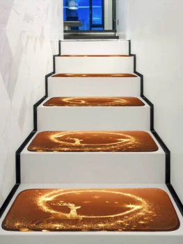 Sparkle Christmas Deer Print Stair Rugs