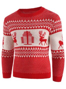 Christmas Deer Print Crew Neck Sweater