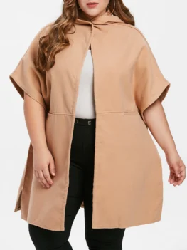 Plus Size Dolman Sleeve Hooded Coat