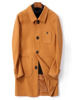 Single Breasted Back Split Woolen Coat