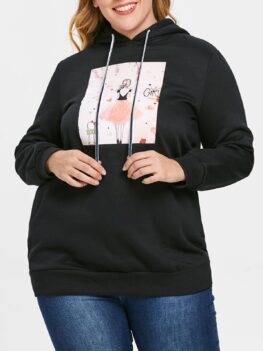 Plus Size Pullover Graphic Longline Hoodie
