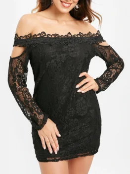 Long Sleeve Off Shoulder Lace Dress