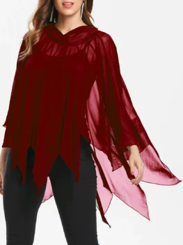 Halloween Handkerchief Mesh Cape With Tank Top