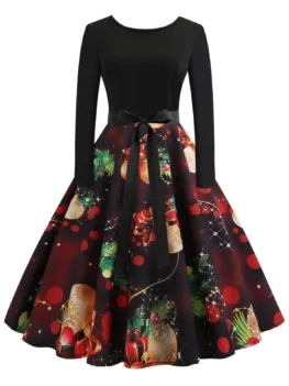 Vintage Printed Flare Dress