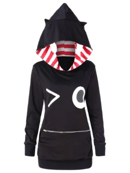 Funny Cartoon Face Pattern Hoodie