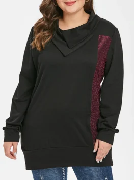 Plus Size Pullover Contrast Sweatshirt