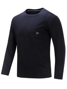 Casual Embroidery Chest Pocket Long Sleeve T-shirt