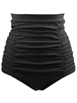 Plus Size High Waist Ruched Swim Briefs