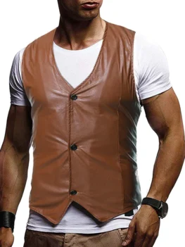 Button Up Buckle Back Business Vinyl Vest
