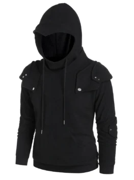 Kangaroo Pocket Rivets Knight Soldier Hoodie
