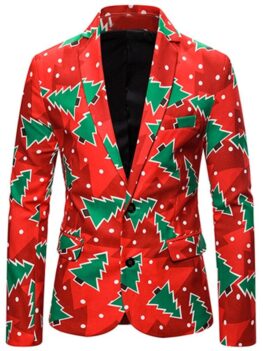 Christmas Tree Polka Dot Single Breasted Casual Blazer