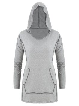 Plus Size Stitching Front Pocket Hoodie