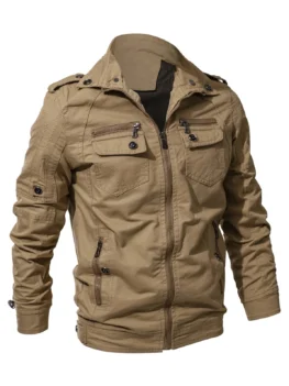 Multi Zip Pockets Zip Up Cargo Jacket