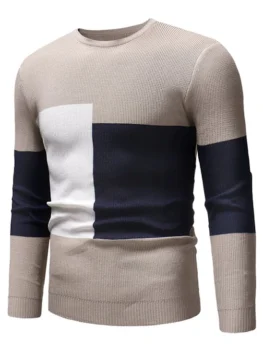 Color Blocking Spliced Pullover Sweater