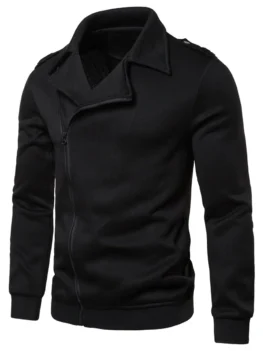 Solid Color Zipper Up Casual Jacket