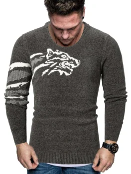 Tiger Graphic Crew Neck Chenille Sweater