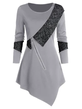 Contrast Trim Asymmetric Longline Sweater