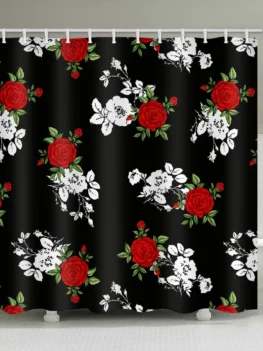 Vintage Flowers Printed Waterproof Bathroom Shower Curtain