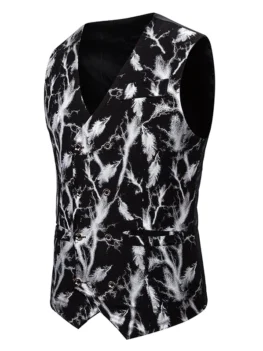 Gliding Lightning Print Double Breasted Casual Vest