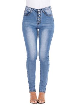 High Waisted Button Fly Skinny Jeans