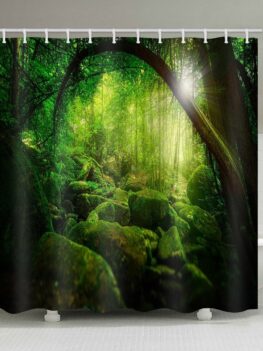 Sunshine Forest Stone Pattern Waterproof Shower Curtain