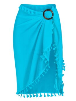 Tassel See Thru Wrap Sarong Cover Up Skirt