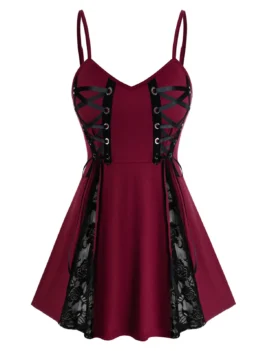 Plus Size Lace Insert Babydoll Set