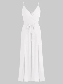 Plunge High Slit Cami Jumpsuit