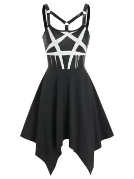 Sleeveless Harness Insert Handkerchief Gothic Dress