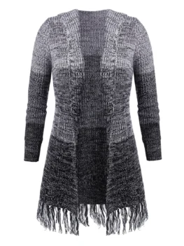Plus Size Open Front Fringed Cardigan