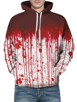 Kangaroo Pocket Halloween Dripping Blood Print Hoodie