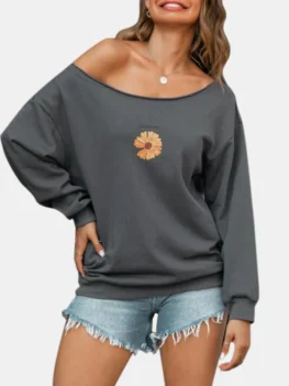 French Terry Sunflower Graphic Sweatshirt