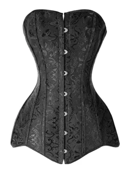 Lace Up Jacquard Hook and Eye Plus Size Corset