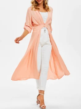 Slit Front Pintuck Skirted Coat