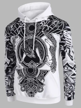 Tribal Totem Pattern Print Casual Hoodie