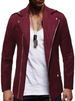 Zip Up Zipper Detail Wool Blend Jacket