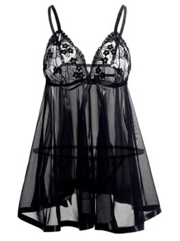 Embroidery Plus Size Bowknot Embellished Babydoll